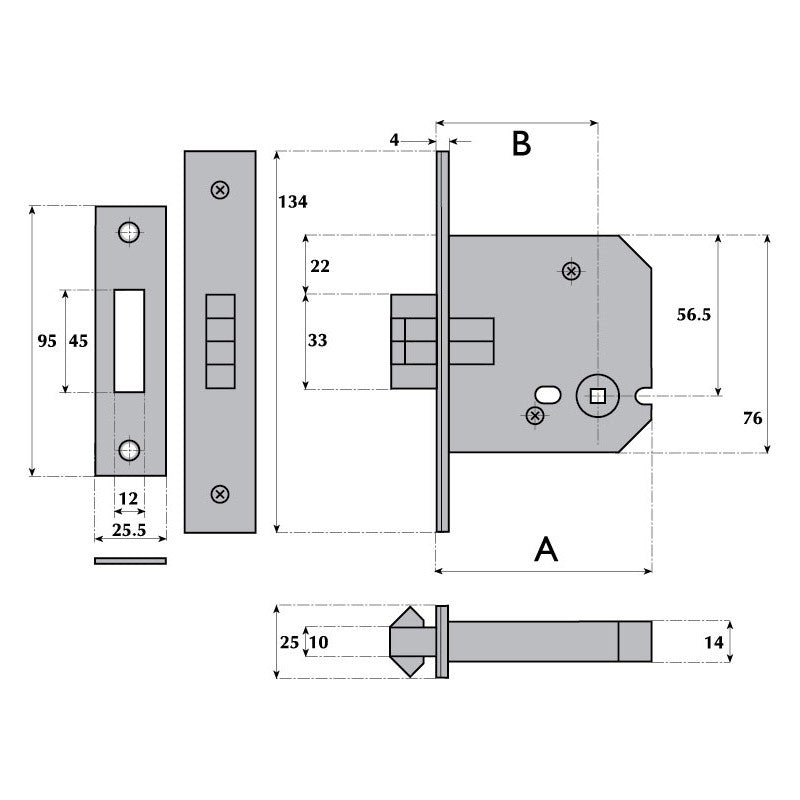 101mm Bathroom Claw Lockcase for Sliding Door