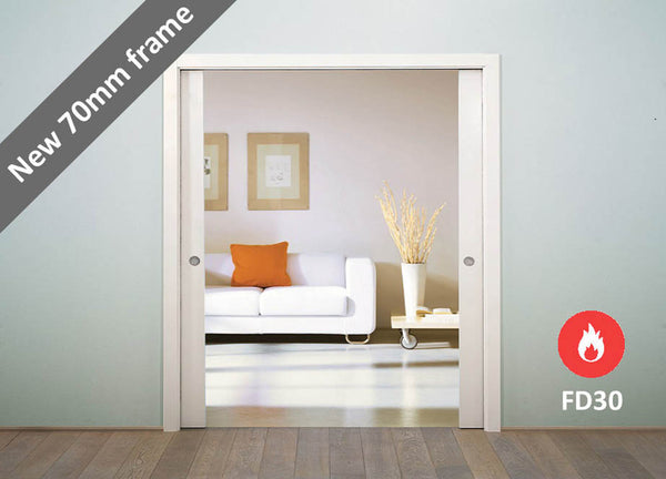Eclisse Classic Fire Rated Double Pocket Door System - 762+762x1981mm - 120mm Wall Thickness