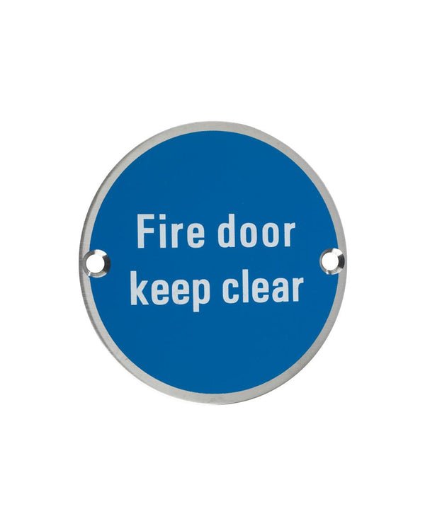 75mm Dia 'Fire Door Keep Clear' sign